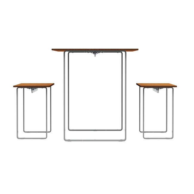 Rectangle Table + Metal Macis Banquettes / HPL HPL + Parasol Hole - 4places - anthracite 7016 / clear chene