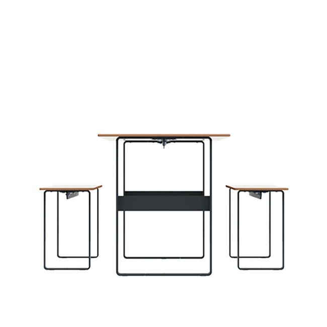 Rectangle Table + Metal Maci Macise Banquettes / HPL Tailler + Parasol Hole - 6places - anthracite 7016 / cheen clear