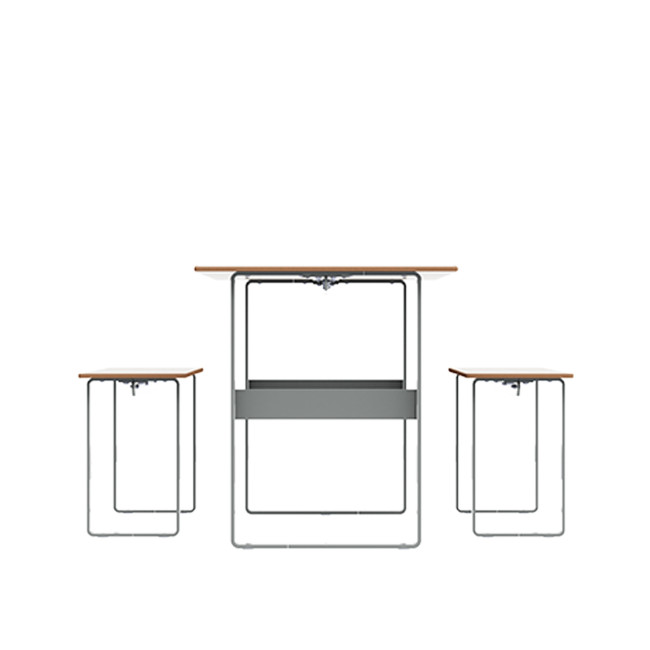 Rectangle Table + Metal Maci Macise Banquettes / HPL Tailler + Parasol Hole - 6places - anthracite 7016 / cheen clear