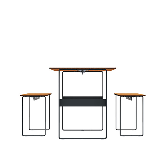 Rectangle Table + Metal Maci Macise Banquettes / HPL Tailler + Parasol Hole - 6places - anthracite 7016 / cheen clear