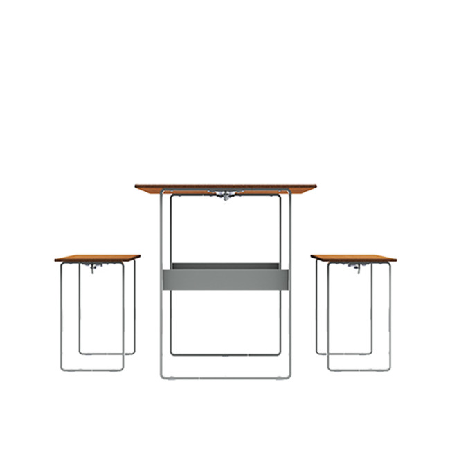 Rectangle Table + Metal Maci Macise Banquettes / HPL Tailler + Parasol Hole - 6places - anthracite 7016 / cheen clear