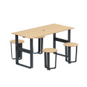 RECTANGLE TABLE + METAL STOOLS / HPL TAILLER + PARASOL HOLE - 4PLACES