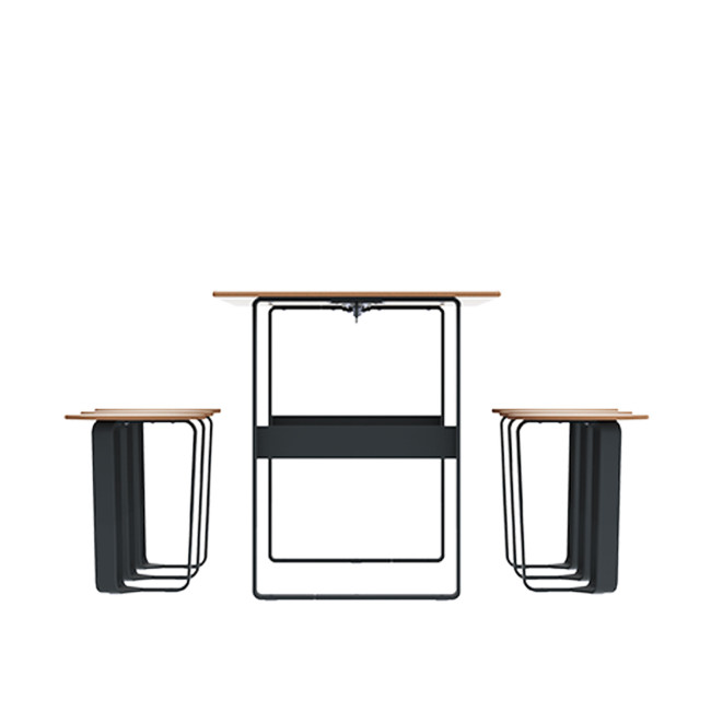 Rectangle Table + Metal Macis Stools / HPL HEADLITE + SUPPORT HOOS - 6laples - clear anthracite 7016 / cheen clear