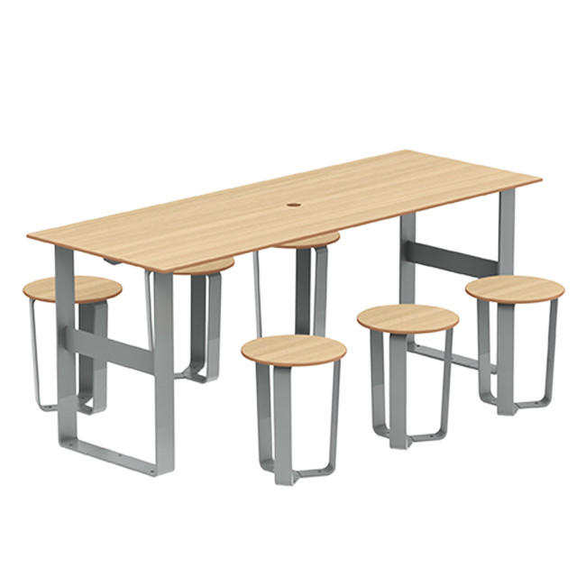 Rectangle Table + Metal Macis Stools / HPL HEADLITE + SUPPORT HOOS - 6laples - clear anthracite 7016 / cheen clear