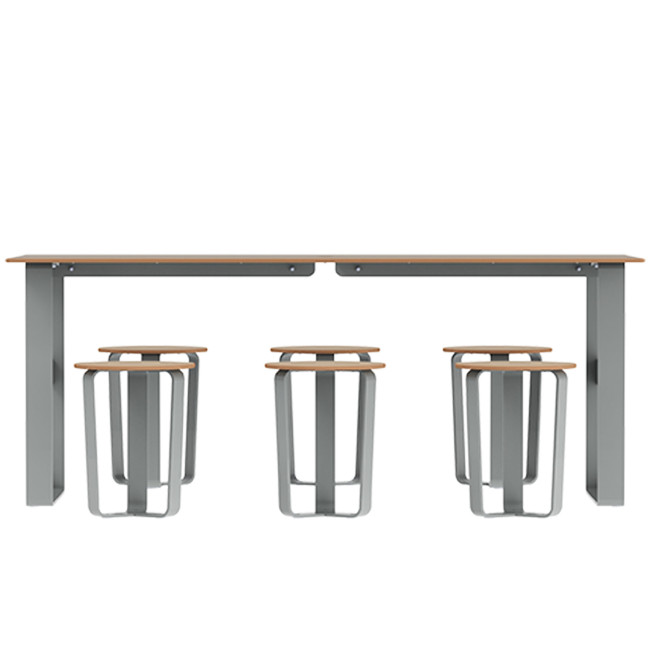 Rectangle Table + Metal Macis Stools / HPL HEADLITE + SUPPORT HOOS - 6laples - clear anthracite 7016 / cheen clear