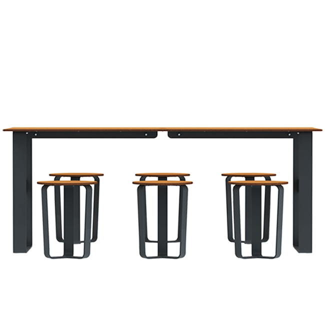 Rectangle Table + Metal Macis Stools / HPL HEADLITE + SUPPORT HOOS - 6laples - clear anthracite 7016 / cheen clear