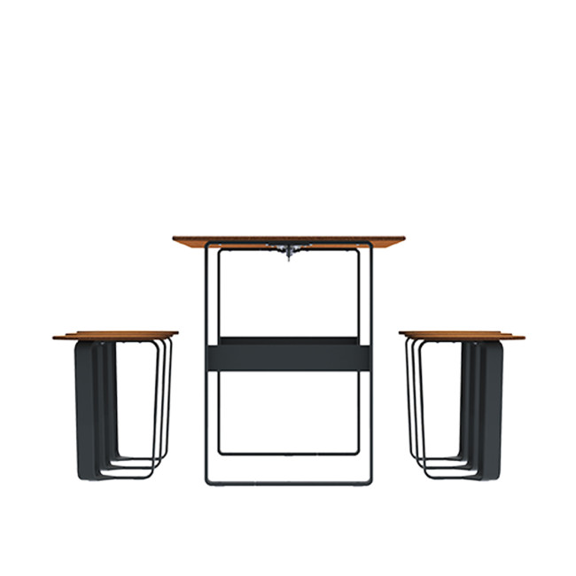 Rectangle Table + Metal Macis Stools / HPL HEADLITE + SUPPORT HOOS - 6laples - clear anthracite 7016 / cheen clear