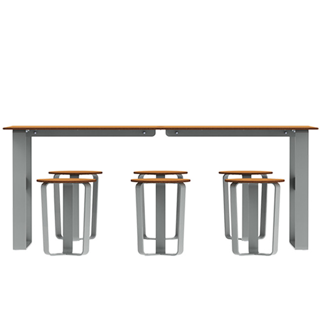 Rectangle Table + Metal Macis Stools / HPL HEADLITE + SUPPORT HOOS - 6laples - clear anthracite 7016 / cheen clear