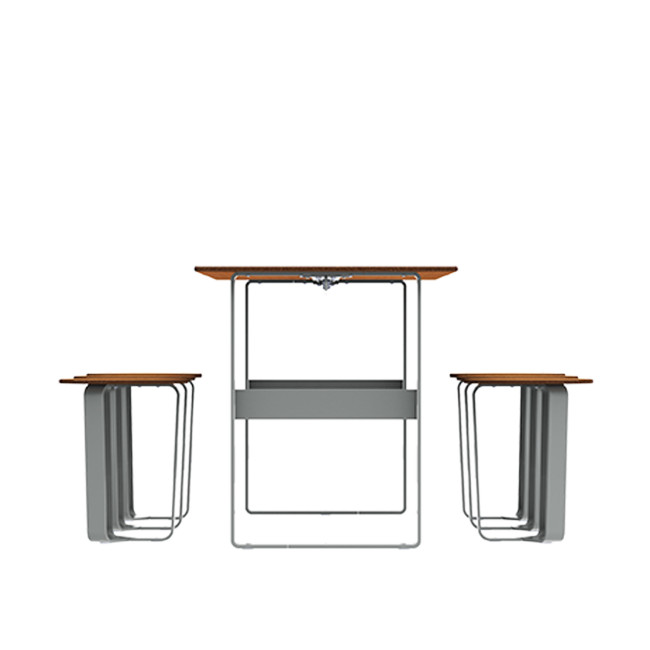 Rectangle Table + Metal Macis Stools / HPL HEADLITE + SUPPORT HOOS - 6laples - clear anthracite 7016 / cheen clear