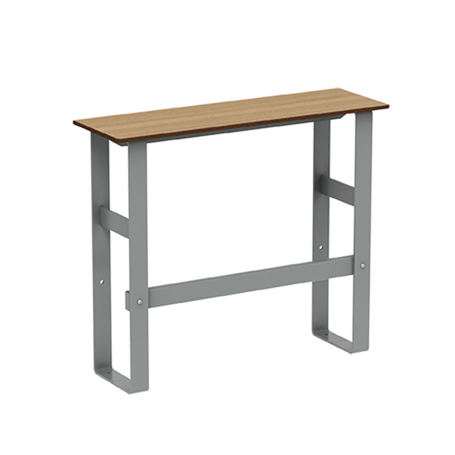 High Macis bench with metal footrest / HPL - 2PLACES - Anthracite 7016 / Clear Chene