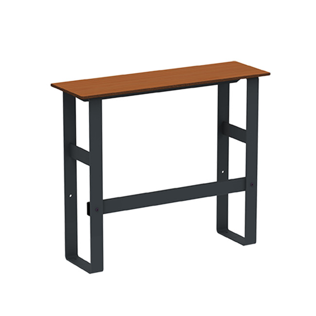 High Macis bench with metal footrest / HPL - 2PLACES - Anthracite 7016 / Clear Chene