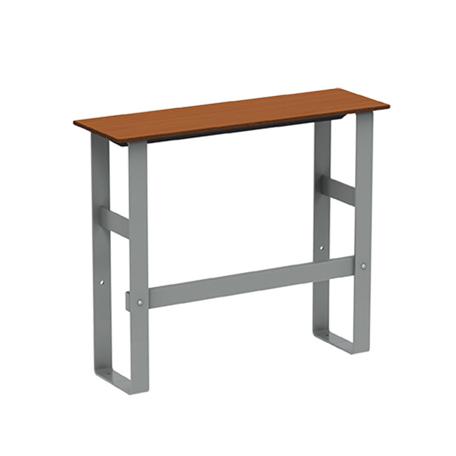 High Macis bench with metal footrest / HPL - 2PLACES - Anthracite 7016 / Clear Chene
