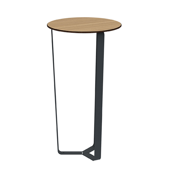 Round Eat Round Metal Macis / HPL Without Footrest - Anthracite 7016 / Clear Chene