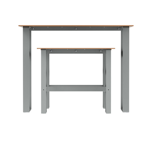 High Rectangle Table + Metal Macise Banquettes / HPL HPL with Footrest - 4Places - Anthracite 7016 / Clear Chene