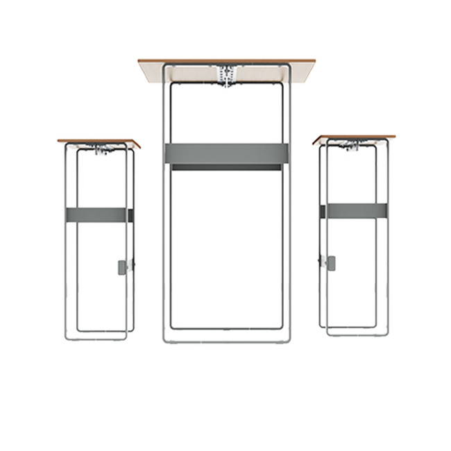 High Rectangle Table + Metal Macise Banquettes / HPL HPL with Footrest - 4Places - Anthracite 7016 / Clear Chene