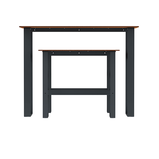 High Rectangle Table + Metal Macise Banquettes / HPL HPL with Footrest - 4Places - Anthracite 7016 / Clear Chene