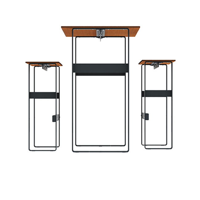 High Rectangle Table + Metal Macise Banquettes / HPL HPL with Footrest - 4Places - Anthracite 7016 / Clear Chene