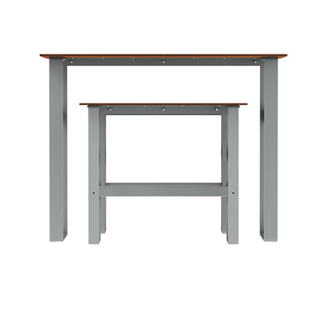High Rectangle Table + Metal Macise Banquettes / HPL HPL with Footrest - 4Places - Anthracite 7016 / Clear Chene