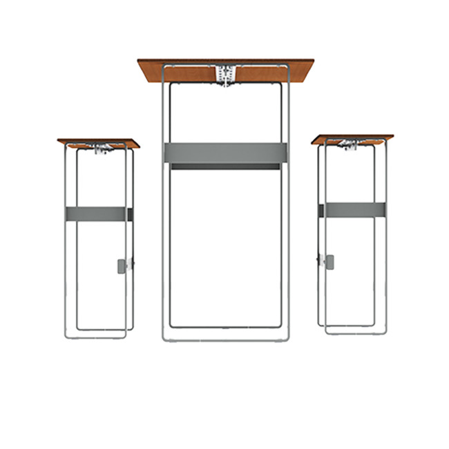 High Rectangle Table + Metal Macise Banquettes / HPL HPL with Footrest - 4Places - Anthracite 7016 / Clear Chene