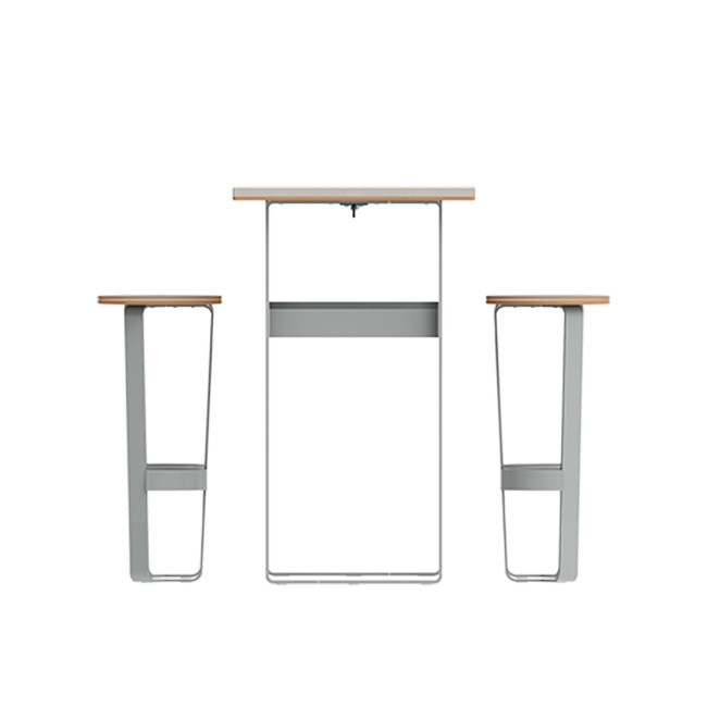 High Rectangle Table + Metal Maci Stools / HPL HPL with Footrest - 4Places - Anthracite 7016 / Clear Chene
