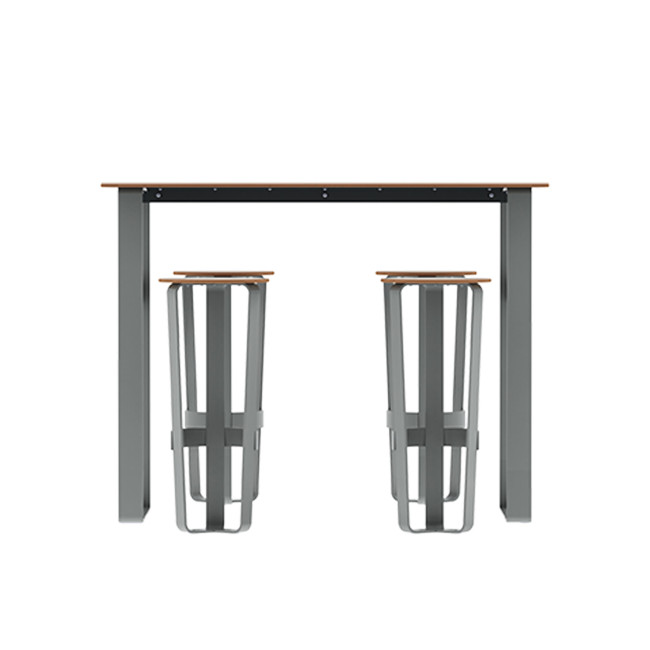 High Rectangle Table + Metal Maci Stools / HPL HPL with Footrest - 4Places - Anthracite 7016 / Clear Chene