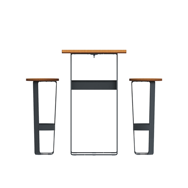 High Rectangle Table + Metal Maci Stools / HPL HPL with Footrest - 4Places - Anthracite 7016 / Clear Chene