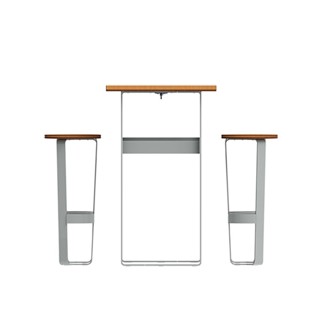 High Rectangle Table + Metal Maci Stools / HPL HPL with Footrest - 4Places - Anthracite 7016 / Clear Chene