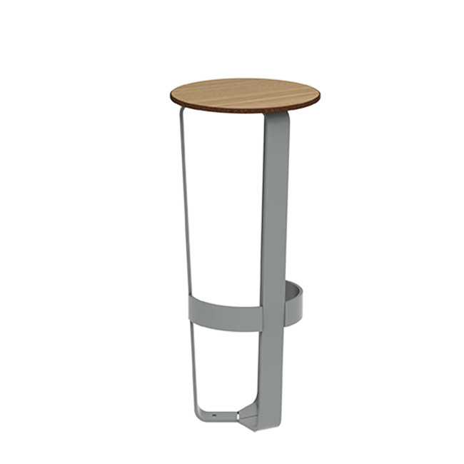 High Macis stool with metal footrest / HPL - 1Place - Anthracite 7016 / Clear Chene