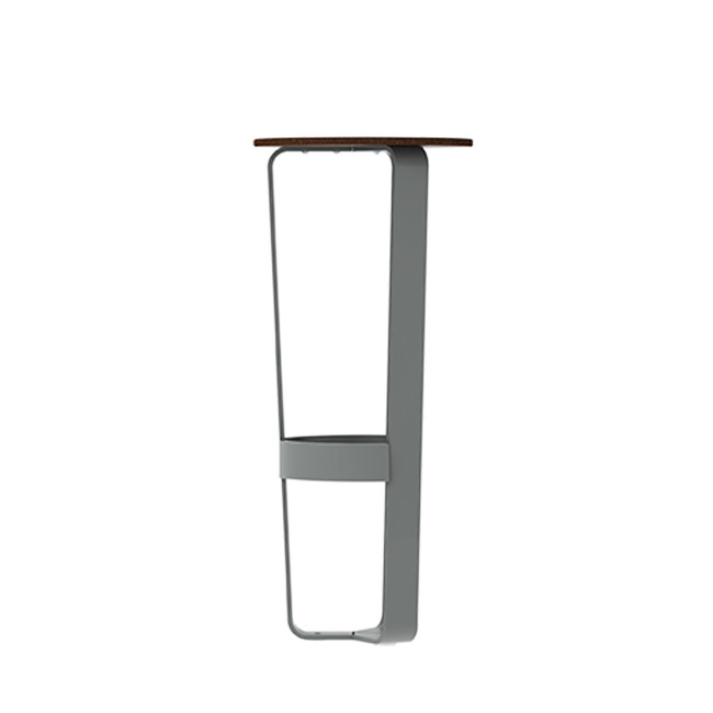 High Macis stool with metal footrest / HPL - 1Place - Anthracite 7016 / Clear Chene