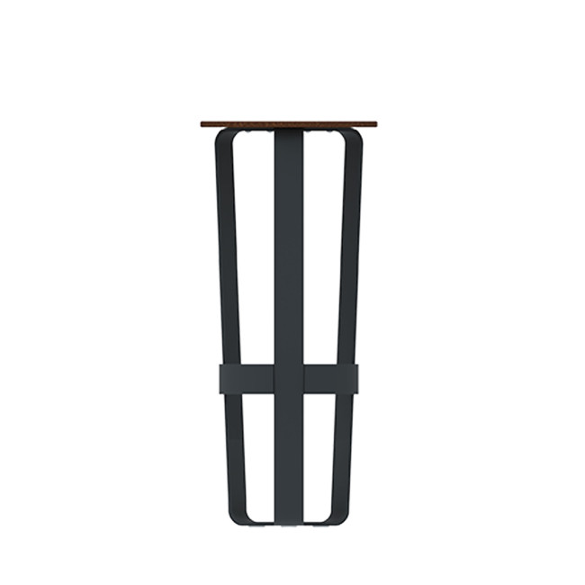 High Macis stool with metal footrest / HPL - 1Place - Anthracite 7016 / Clear Chene