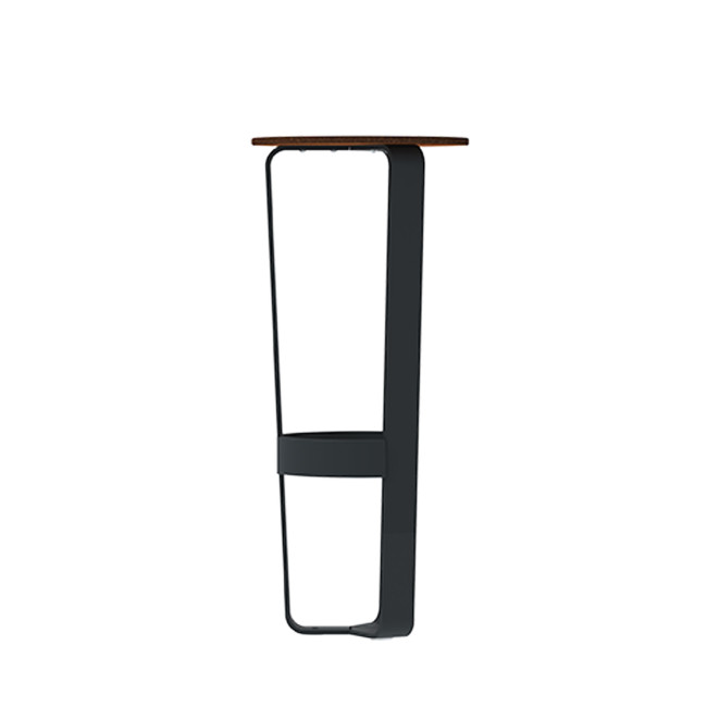 High Macis stool with metal footrest / HPL - 1Place - Anthracite 7016 / Clear Chene