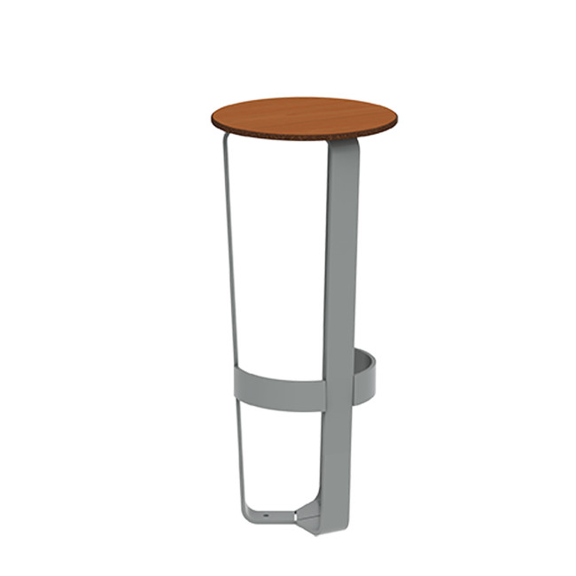 High Macis stool with metal footrest / HPL - 1Place - Anthracite 7016 / Clear Chene