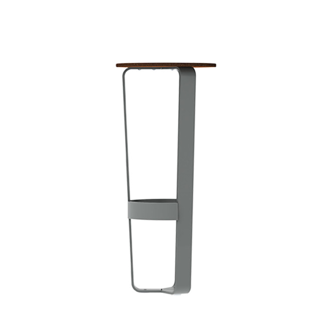 High Macis stool with metal footrest / HPL - 1Place - Anthracite 7016 / Clear Chene