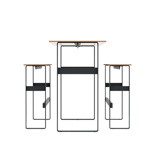 High Rectangle Table + Metal Macise Banquettes / HPL Tailler with Footrest - 6Laples - Anthracite 7016 / CHEEN CLEAR