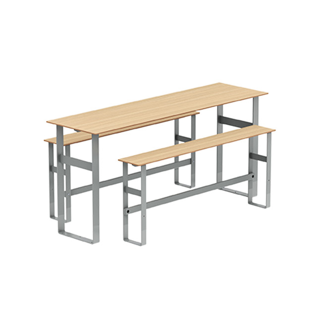 High Rectangle Table + Metal Macise Banquettes / HPL Tailler with Footrest - 6Laples - Anthracite 7016 / CHEEN CLEAR