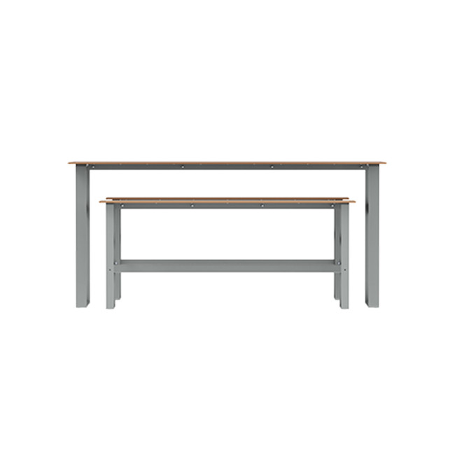 High Rectangle Table + Metal Macise Banquettes / HPL Tailler with Footrest - 6Laples - Anthracite 7016 / CHEEN CLEAR