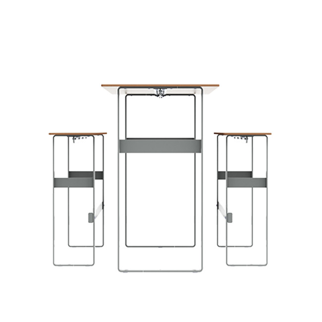High Rectangle Table + Metal Macise Banquettes / HPL Tailler with Footrest - 6Laples - Anthracite 7016 / CHEEN CLEAR