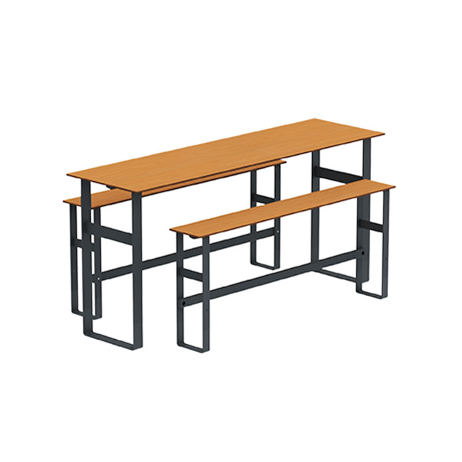 High Rectangle Table + Metal Macise Banquettes / HPL Tailler with Footrest - 6Laples - Anthracite 7016 / CHEEN CLEAR