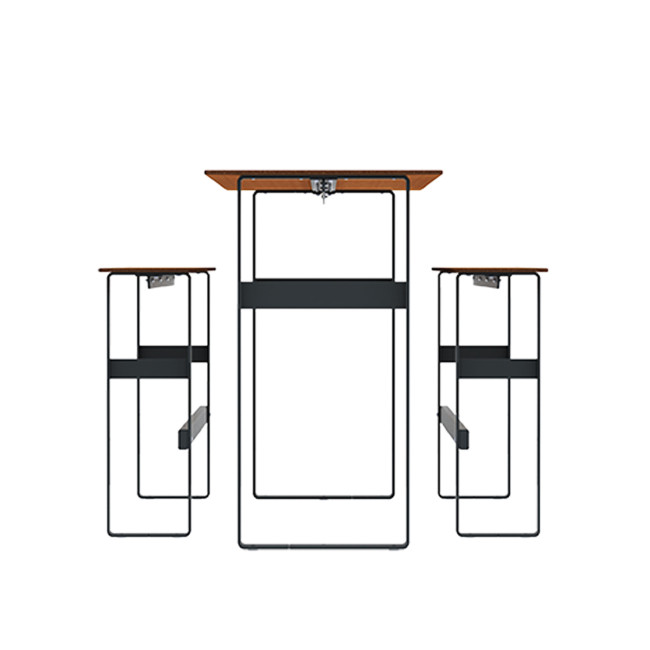 High Rectangle Table + Metal Macise Banquettes / HPL Tailler with Footrest - 6Laples - Anthracite 7016 / CHEEN CLEAR