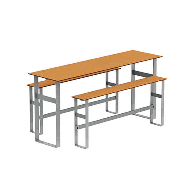 High Rectangle Table + Metal Macise Banquettes / HPL Tailler with Footrest - 6Laples - Anthracite 7016 / CHEEN CLEAR