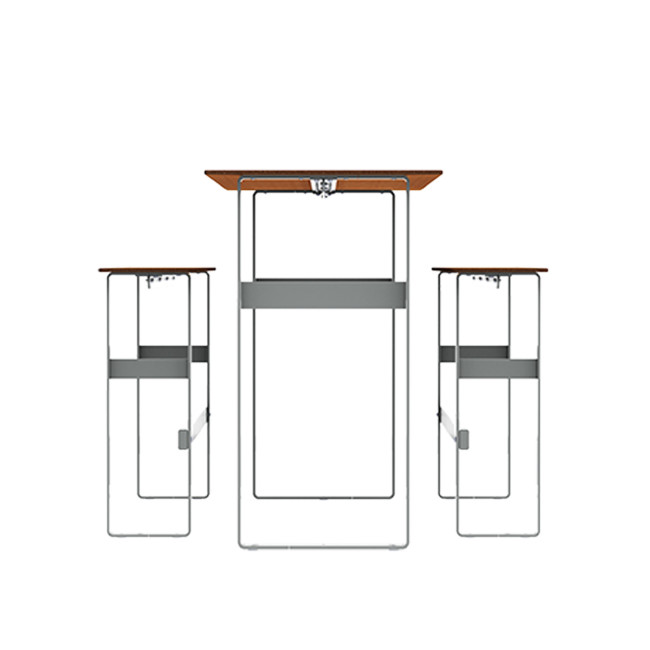 High Rectangle Table + Metal Macise Banquettes / HPL Tailler with Footrest - 6Laples - Anthracite 7016 / CHEEN CLEAR