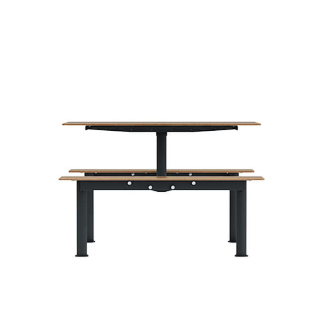 Rectangle Table + Hanging Fan Moka Metal / HPL + Parasol Hole - 4places - anthracite 7016 / clear chene