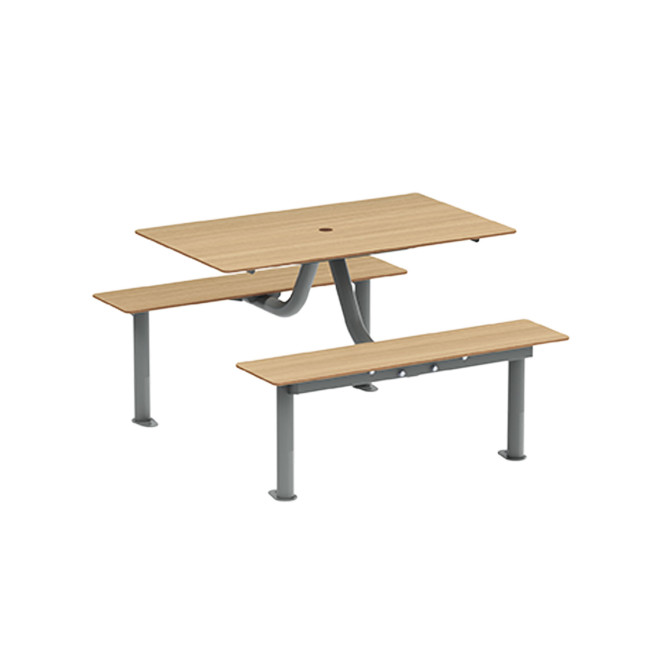 Rectangle Table + Hanging Fan Moka Metal / HPL + Parasol Hole - 4places - anthracite 7016 / clear chene