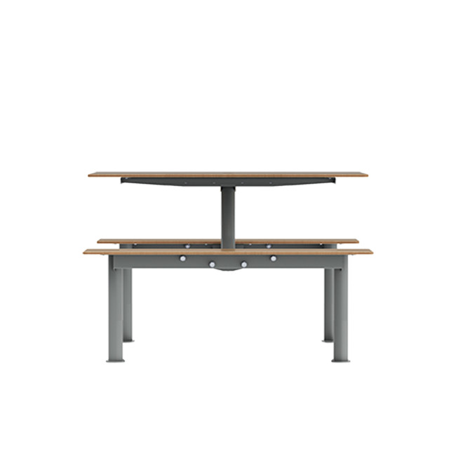 Rectangle Table + Hanging Fan Moka Metal / HPL + Parasol Hole - 4places - anthracite 7016 / clear chene