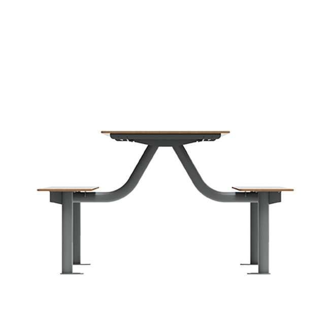 Rectangle Table + Hanging Fan Moka Metal / HPL + Parasol Hole - 4places - anthracite 7016 / clear chene
