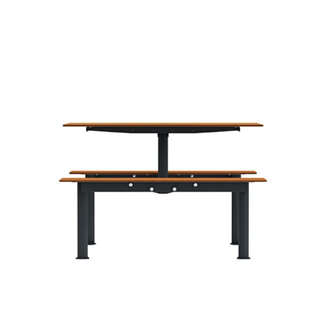 Rectangle Table + Hanging Fan Moka Metal / HPL + Parasol Hole - 4places - anthracite 7016 / clear chene