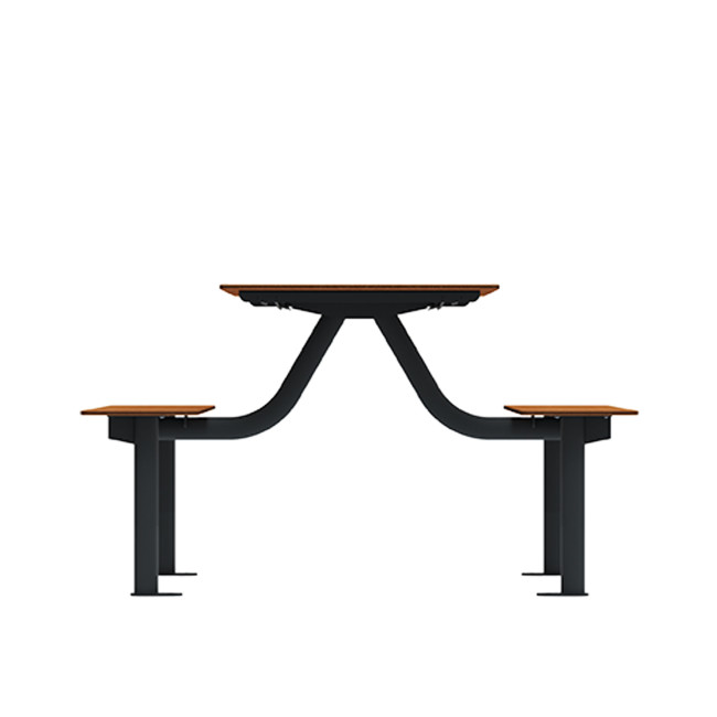 Rectangle Table + Hanging Fan Moka Metal / HPL + Parasol Hole - 4places - anthracite 7016 / clear chene