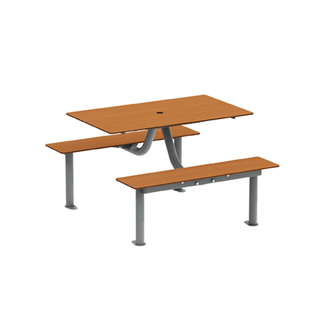 Rectangle Table + Hanging Fan Moka Metal / HPL + Parasol Hole - 4places - anthracite 7016 / clear chene