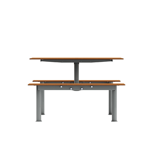 Rectangle Table + Hanging Fan Moka Metal / HPL + Parasol Hole - 4places - anthracite 7016 / clear chene
