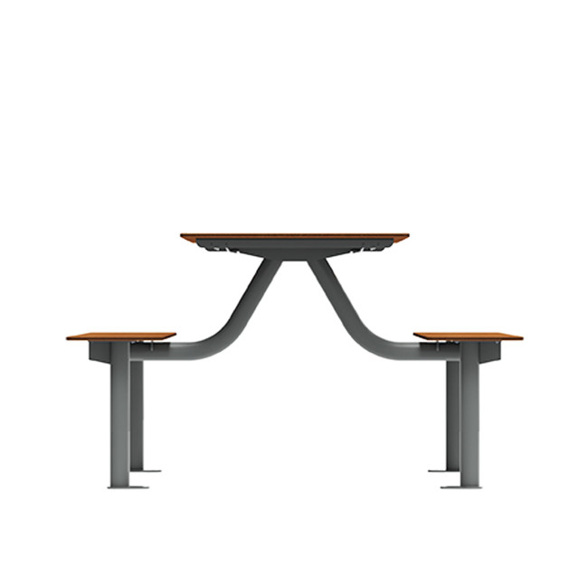 Rectangle Table + Hanging Fan Moka Metal / HPL + Parasol Hole - 4places - anthracite 7016 / clear chene